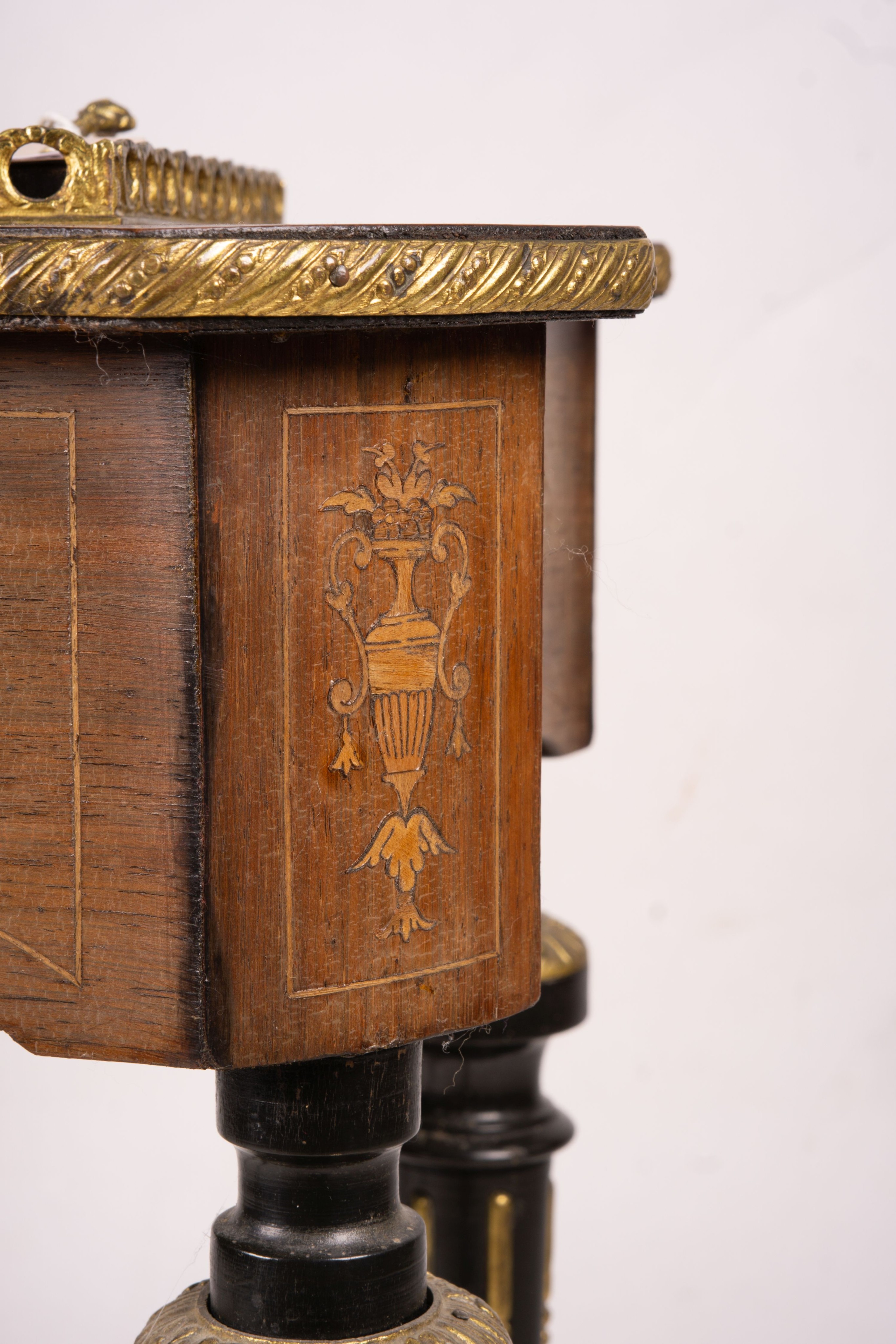 A 19th century French marquetry inlaid kingwood jardiniere table, width 60cm, depth 40cm, height 75cm